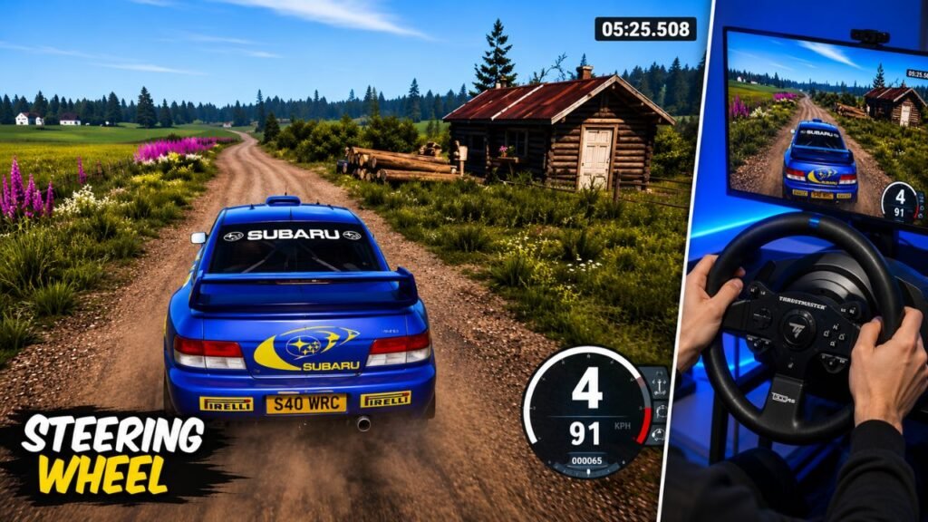 car driving game with steering wheel ea sports wrc racing gameplay ps5😎⚠️
